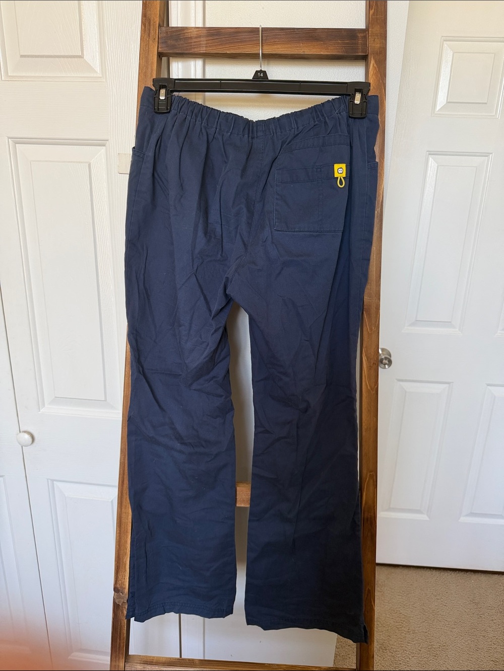 2 pair Wink Scrub Pants- Navy with Yellow Drawstring. Multiple pockets - Picture 3 of 9